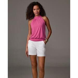 Boston Proper Twill Pull-On Five Inch Shorts in Pure White Size 8 preppy beachy